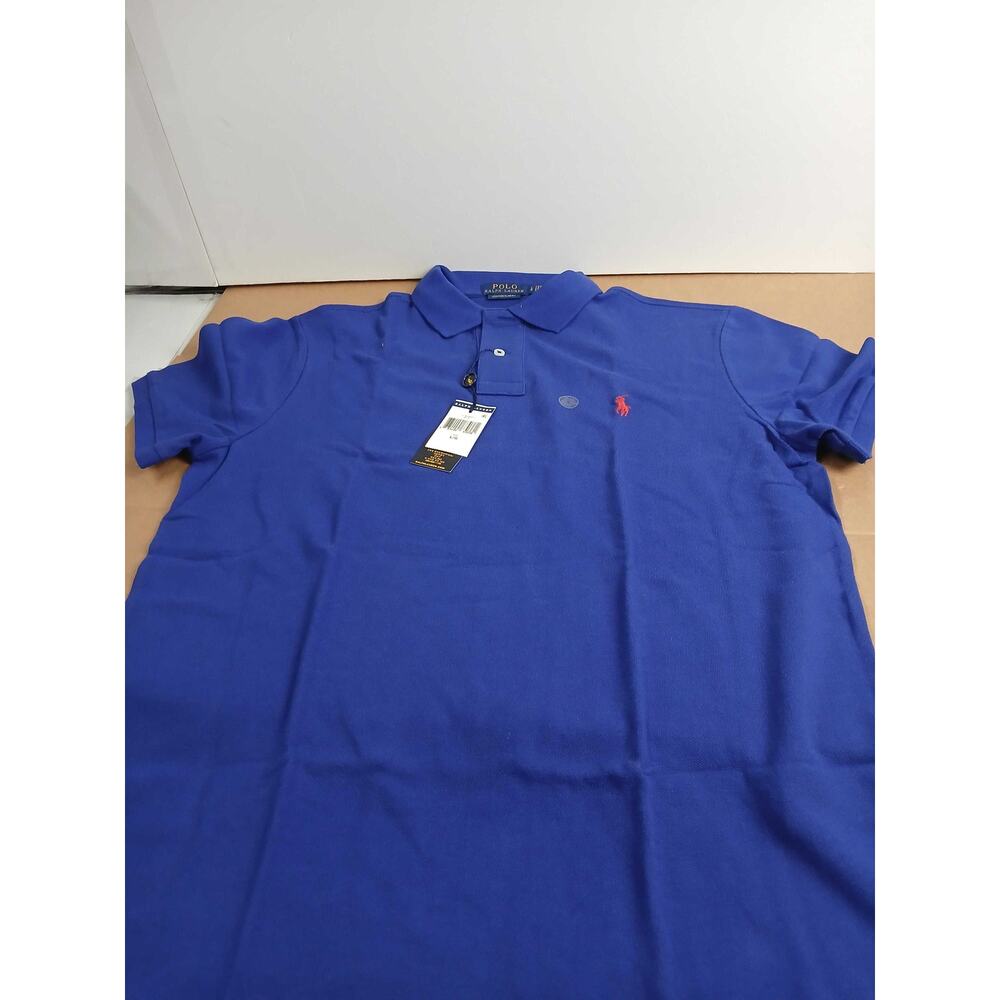 NWT Polo Ralph Lauren Men's Custom Slim Fit Mesh Polo Shirt Blue Red Pony XL